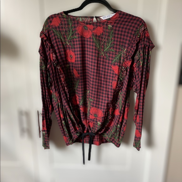 Zara basic bottom tie ruffle blouse ❤️ - Picture 1 of 4